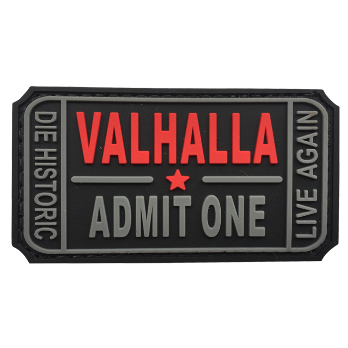 val-bk-tacspec-admit-one-pvc-velcro-patch---black-. TacSpec "Admit One" PVC Velcro Patch - Black