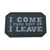 icil-bk-tacspec-i-come-and-leave-pvc-velcro-patch-. TacSpec "I Come I Leave" PVC Velcro Patch