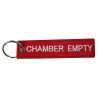 tacspec-chamber-empty-embroidered-keyring---white-. TacSpec "Chamber Empty" Embroidered Keyring - White/Red
