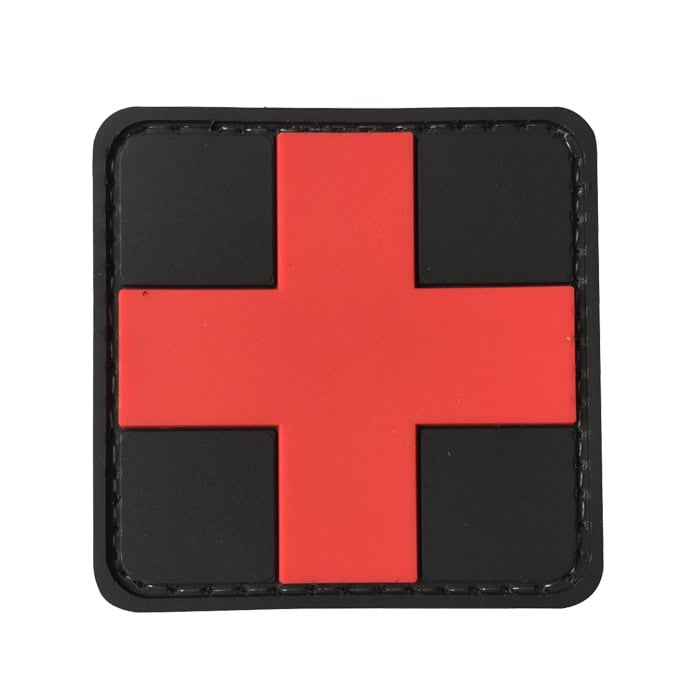 med-rdl-tacspec-medic-cross-pvc-velcro-patch---bla. TacSpec "Medic Cross" PVC Velcro Patch - Black/Red