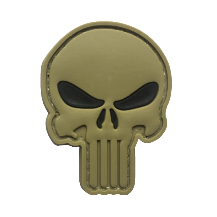 zyt-bk-tacspec-cut-out-punisher-pvc-velcro-patch--. TacSpec "Cut Out Punisher" PVC Velcro Patch - Tan