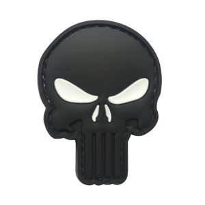 zyt-wh-tacspec-cut-out-punisher-pvc-velcro-patch--. TacSpec "Cut Out Punisher" PVC Velcro Patch - Black