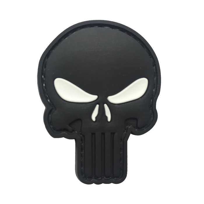 zyt-wh-tacspec-cut-out-punisher-pvc-velcro-patch--. TacSpec "Cut Out Punisher" PVC Velcro Patch - Black