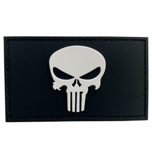 fzyt-bk-tacspec-rectangle-punisher-pvc-velcro-patc. TacSpec "Rectangle Punisher" PVC Velcro Patch - White/Black