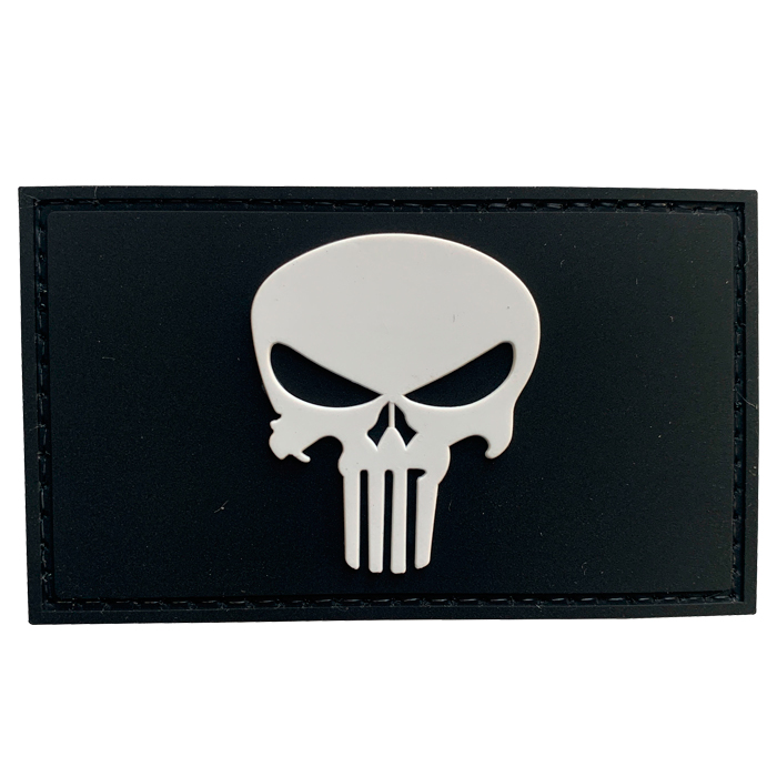fzyt-bk-tacspec-rectangle-punisher-pvc-velcro-patc. TacSpec "Rectangle Punisher" PVC Velcro Patch - White/Black