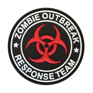 zor-rd-tacspec-zombie-outbreak-response-team-bioha. TacSpec "Zombie Outbreak Response Team Biohazard" PVC Velcro Patch - Red/White/Black