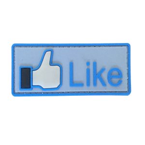 ilike-nv-tacspec-like-button-pvc-velcro-patch---wh. TacSpec "Like Button" PVC Velcro Patch - White/Blue