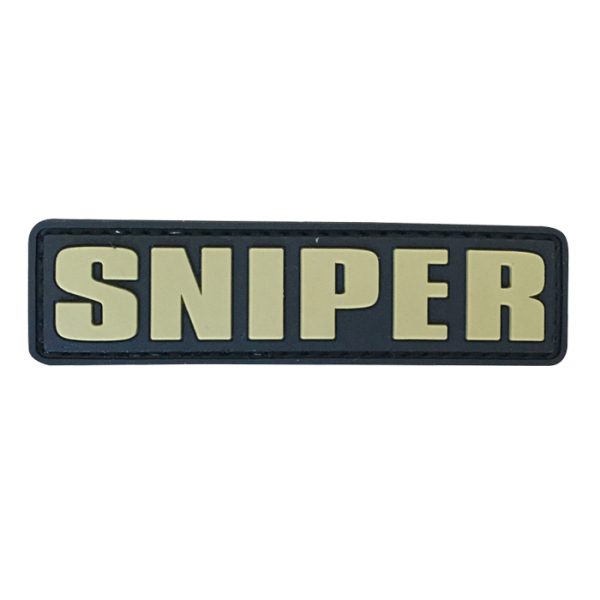 zmqs-tn-tacspec-sniper-pvc-velcro-patch---tan-blac. TacSpec "Sniper" PVC Velcro Patch - Tan/Black