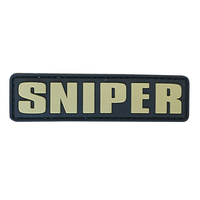 zmqs-tn-tacspec-sniper-pvc-velcro-patch---tan-blac. TacSpec "Sniper" PVC Velcro Patch - Tan/Black