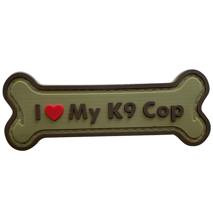 k9gt-tn-tacspec-i-love-my-k9-cop-pvc-velcro-patch-. TacSpec "I Love My K9 Cop" PVC Velcro Patch - Tan