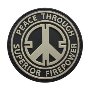roof-wh-tacspec-peace-through-superior-firepower-p. TacSpec "Peace Through Superior Firepower" PVC Velcro Patch