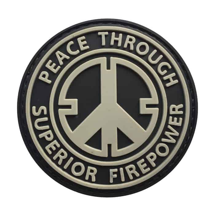 roof-wh-tacspec-peace-through-superior-firepower-p. TacSpec "Peace Through Superior Firepower" PVC Velcro Patch
