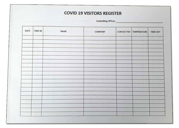 book043-covid-visitors-register-book-001. Covid Visitors Register Book - 100 Pages Double Sided