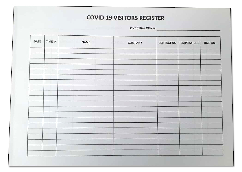 book043-covid-visitors-register-book-001. Covid Visitors Register Book - 100 Pages Double Sided