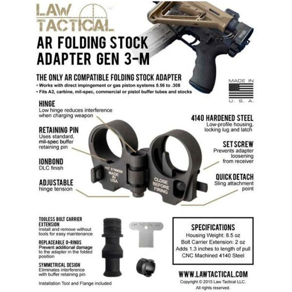 100-015-850-law-tactical-ar-15-m16-gen3-m-folding-. Law Tactical AR-15/M16 Gen3-M Folding Stock Adapter