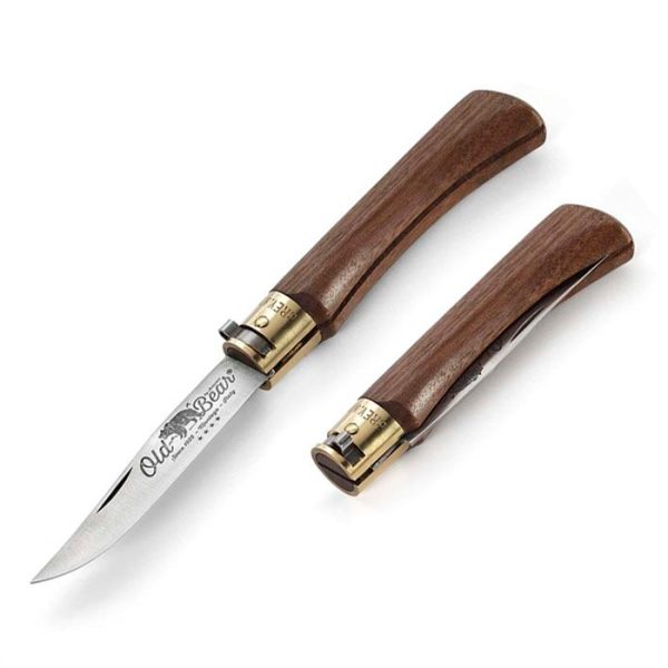 ant-9307-19ln-antonini-med-fld-walnut-wd-001. Antonini Old Bear Medium Folding Knife w/Walnut Wood 3 1/6" Satin Finish Blade