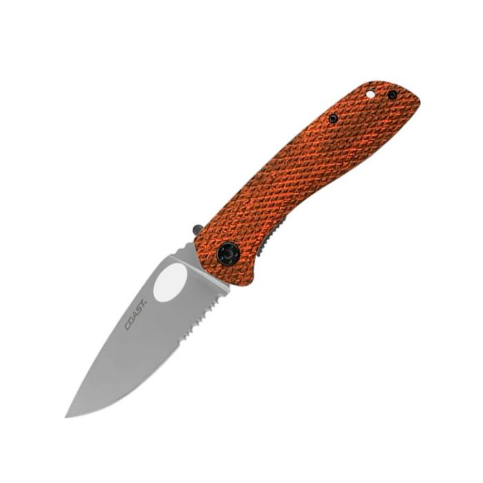 co-k19555-coast-dx312-fld-wd-handle-001. COAST DX312 Double Lock Partially Serrated Folding Knife