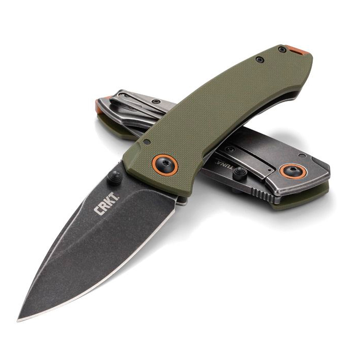 crkt-2520-crkt-tuna-001. CRKT Tuna Folder OD Green G10/Stainless Handle w/Black StoneWash Blade Finish
