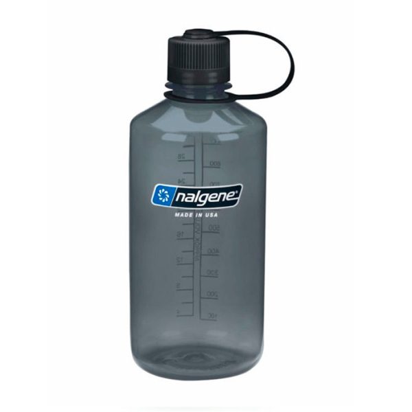 nal-2078-2027-narrow-mouth-grey-w-blk-cap-32oz-001. Nalgene Narrow Mouth Grey w/Black Cap 1000ml