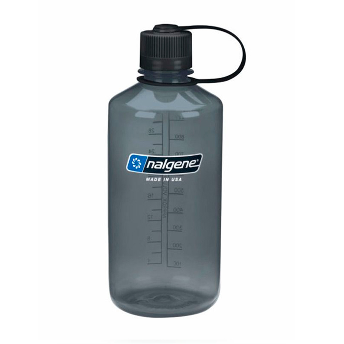 nal-2078-2027-narrow-mouth-grey-w-blk-cap-32oz-001. Nalgene Narrow Mouth Grey w/Black Cap 1000ml