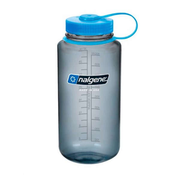 nal-2178-2025-wide-mouth-grey-w-blue-cap-32oz-001. Nalgene Wide Mouth Grey w/Blue Loop-Top 1000ml