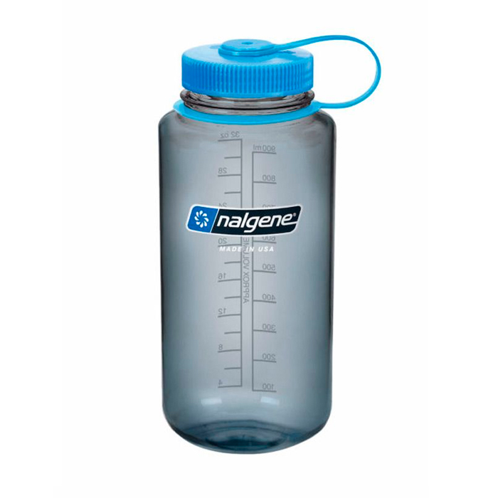 nal-2178-2025-wide-mouth-grey-w-blue-cap-32oz-001. Nalgene Wide Mouth Grey w/Blue Loop-Top 1000ml