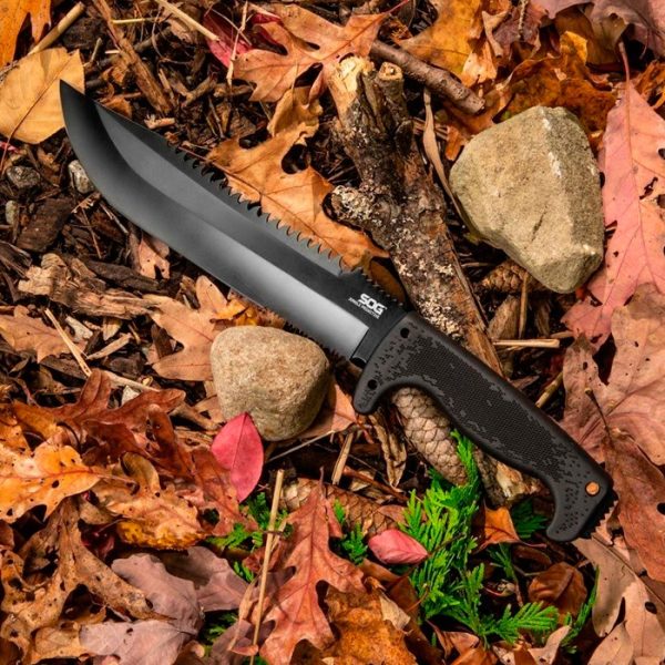 sog-f03tn-cp-jungle-primitave-003. SOG Jungle Primitive Machete 15.3 " w/Partially Serrated Blade, Saw Teeth & Nylon Sheath