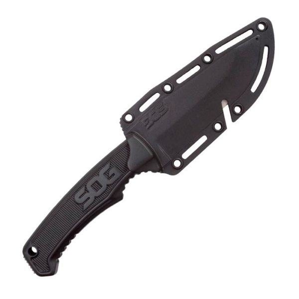 sog-fk1001-field-knife002. SOG Field Knife Satin Blade Finish w/Black Groove Cut-Out Sheath
