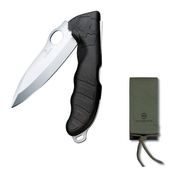 v09411m3-vic-hunter-pro-blk-wlanyard-eyelet-001. Victorinox Hunter Pro Lock Blade w/Lanyard Eyelet & Pouch 136mm