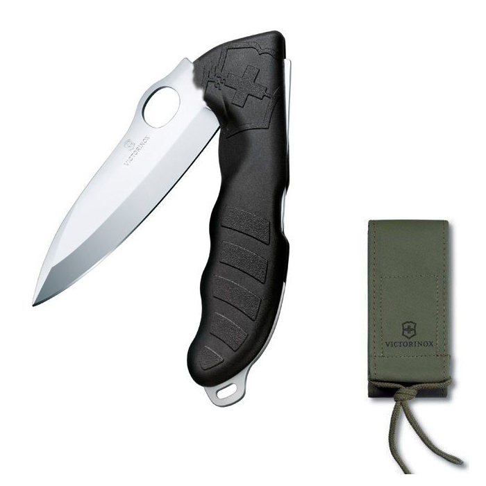 v09411m3-vic-hunter-pro-blk-wlanyard-eyelet-001. Victorinox Hunter Pro Lock Blade w/Lanyard Eyelet & Pouch 136mm