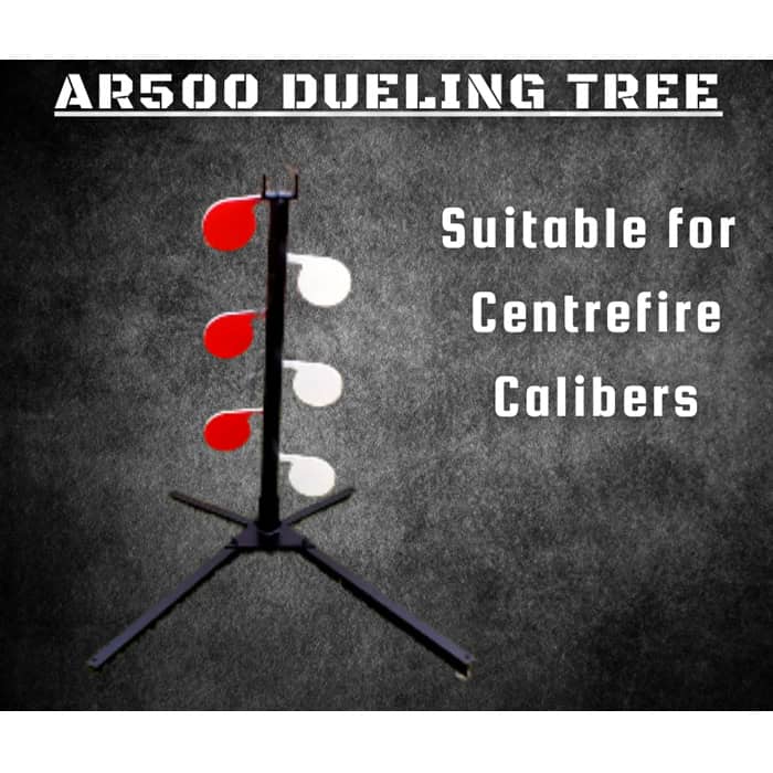 ar500-centrefire-duelling-tree-201. AR500 Steel Dueling Tree Complete Set 1.2m - Centerfire (Stand + 6 Pedals 150x10mm)