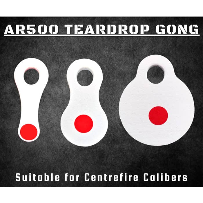 ar500-teardrop-gongs-201. AR500 10mm Steel Gong Target - Teardrop - Various