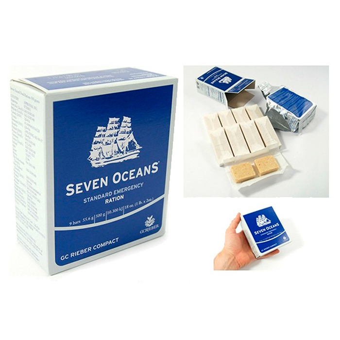 seven-oceans-water-case-002. Seven Oceans Emergency Food Rations - 1 x 500g Box of 9 Bars (2500 Calories)
