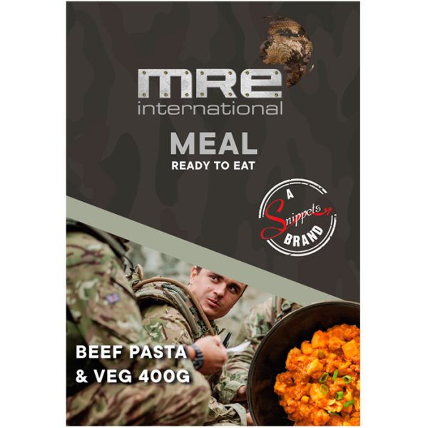 mre-individual-beef-pasta-and-veg-001. MRE Protein Meal Beef Pasta & Veg 300g