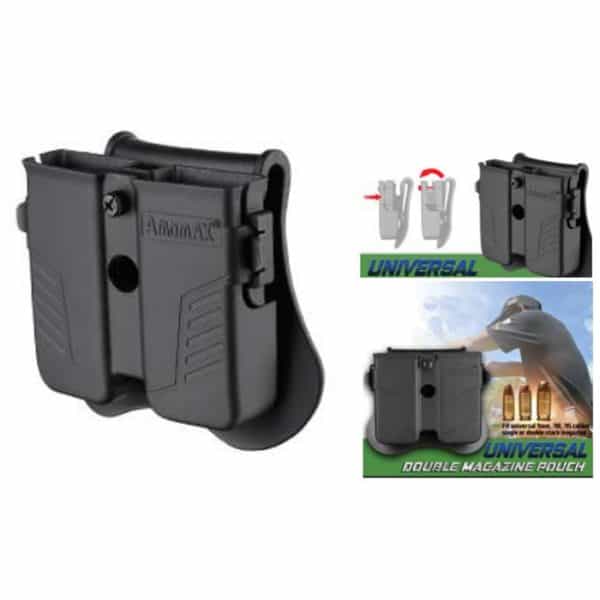 amomax-multi-fit-universal-double-mag-pouch-001. Amomax Multi Fit Universal Double Magazine Pouch with Paddle - Black
