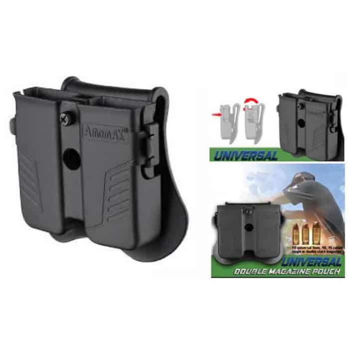 amomax-multi-fit-universal-double-mag-pouch-001. Amomax Multi Fit Universal Double Magazine Pouch with Paddle - Black