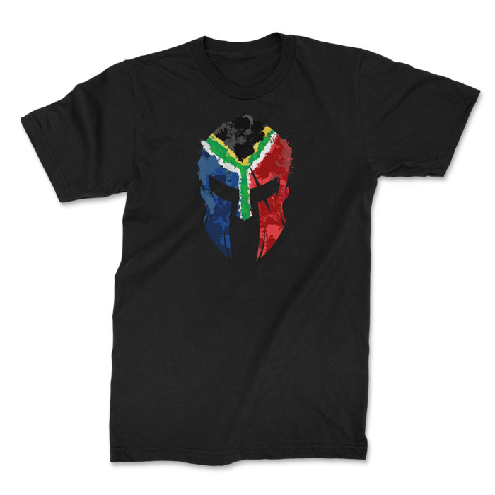 spartan black 1. TON "SA Flag Spartan" Unisex Premium T-Shirt - Black
