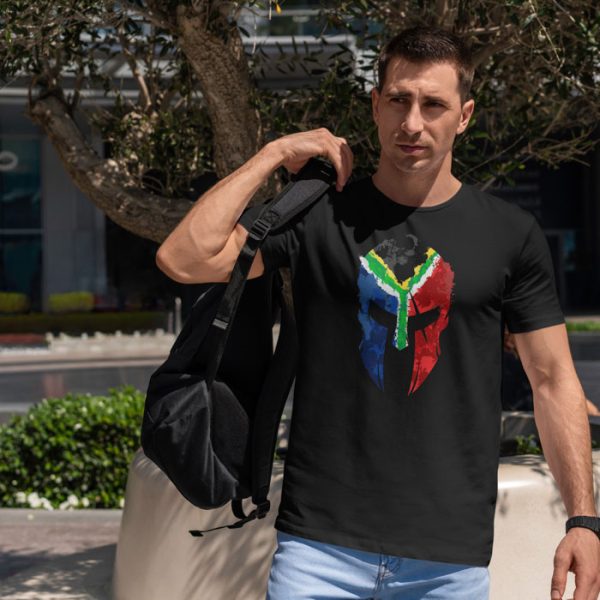 spartan black 3. TON "SA Flag Spartan" Unisex Premium T-Shirt - Black
