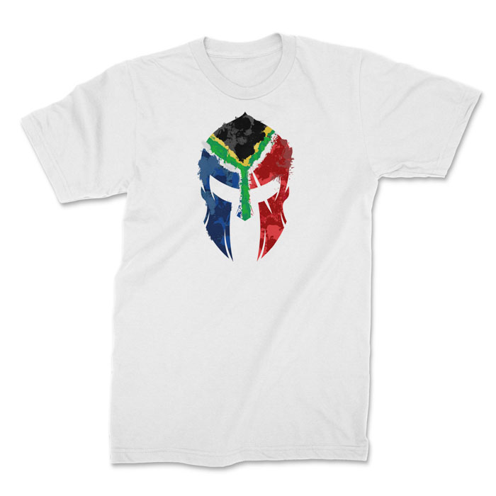 spartan white 1. TON "SA Flag Spartan" Unisex Premium T-Shirt - White