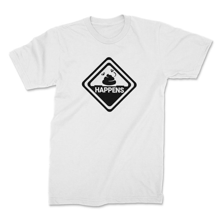 shit happens white 1. TON "It Happens" Unisex Premium T-Shirt - White
