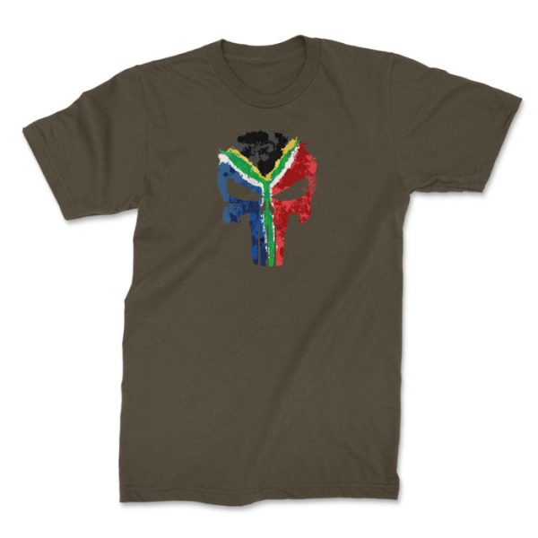punisher sa flag olive 1. TON "SA Flag Punisher" Unisex Premium T-Shirt - OD