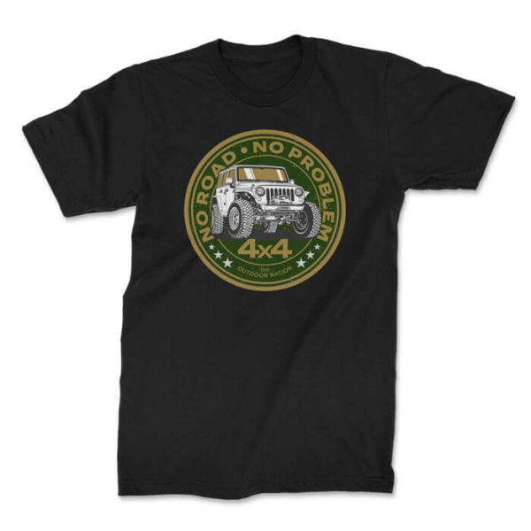 no road jeep black 1. TON "No Road, No Problem - Jeep" Unisex Premium T-Shirt - Black