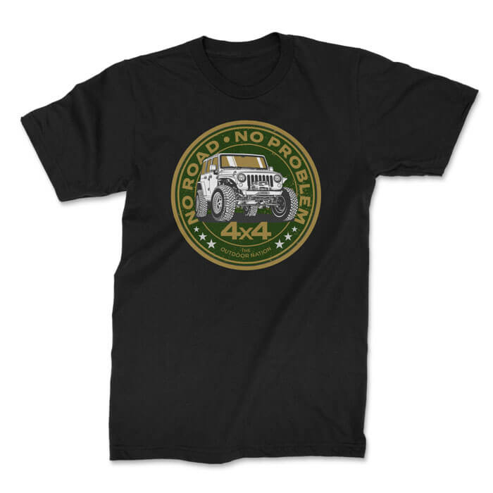 no road jeep black 1. TON "No Road, No Problem - Jeep" Unisex Premium T-Shirt - Black
