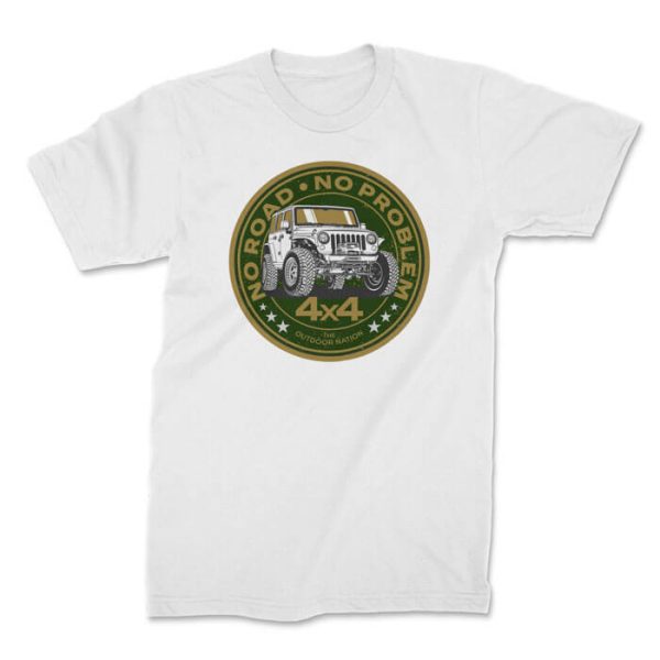 no road jeep white 1. TON "No Road, No Problem - Jeep" Unisex Premium T-Shirt - White