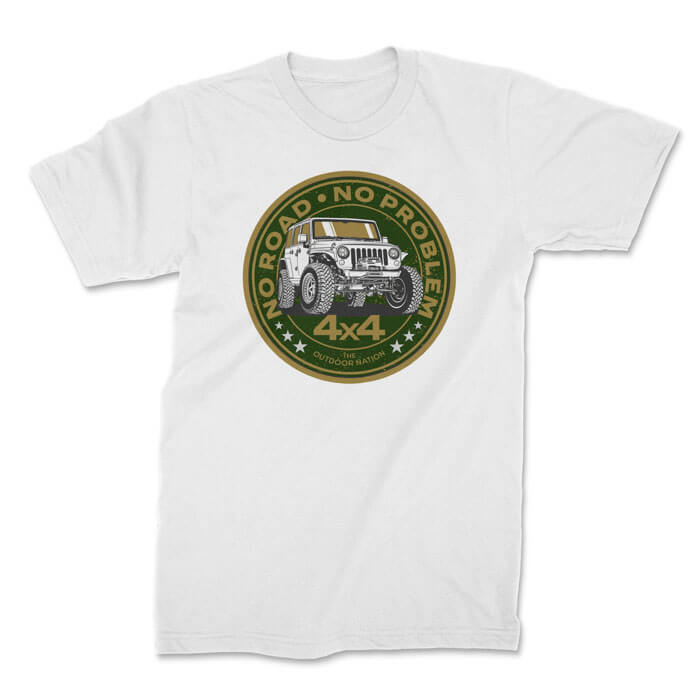 no road jeep white 1. TON "No Road, No Problem - Jeep" Unisex Premium T-Shirt - White
