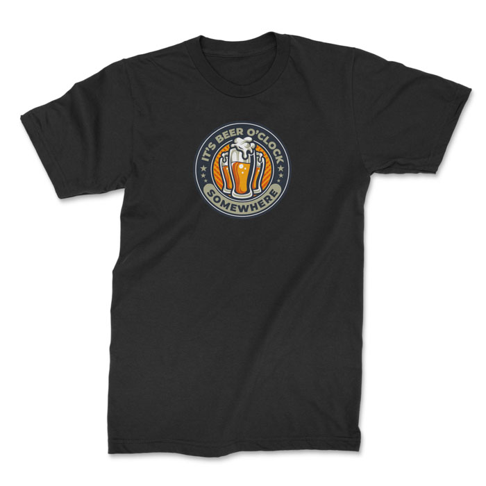 beer o'clock black 1. TON "Beer O'Clock" Unisex Premium T-Shirt - Black