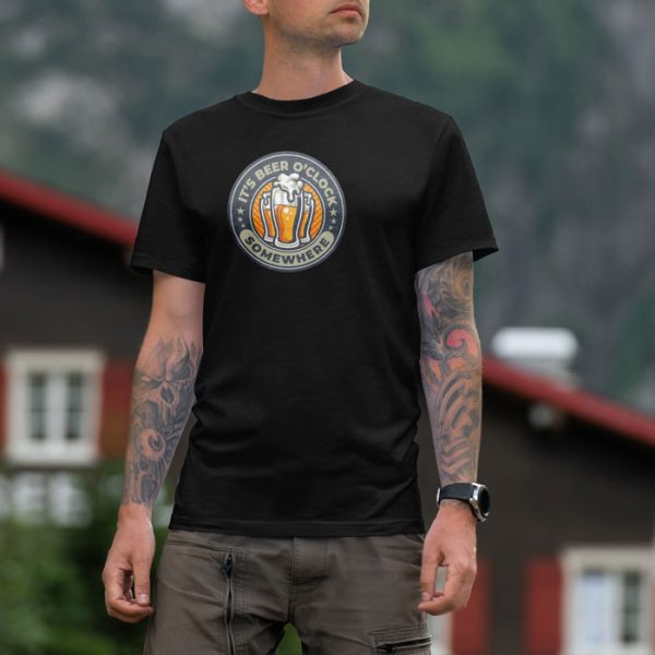 beer o'clock black 3. TON "Beer O'Clock" Unisex Premium T-Shirt - Black