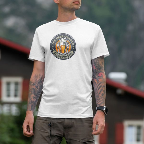 beer o'clock white 3. TON "Beer O'Clock" Unisex Premium T-Shirt - White