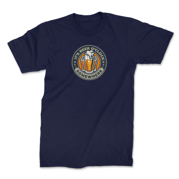 beer o'clock navy 1. TON "Beer O'Clock" Unisex Premium T-Shirt - Navy