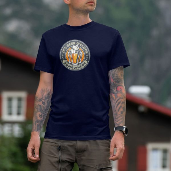 beer o'clock navy 3. TON "Beer O'Clock" Unisex Premium T-Shirt - Navy